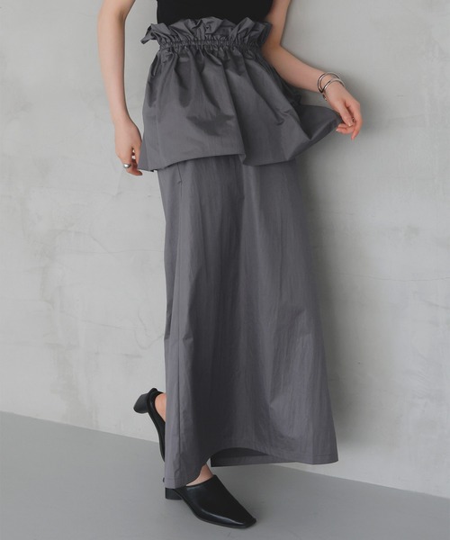 LIAN（リアン）の「マルチWAYフリルナロースカート（スカート・レディース・アイボリー/ブラック/チャコールグレー・FREE）」の13枚目の写真