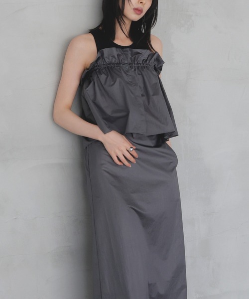 LIAN（リアン）の「マルチWAYフリルナロースカート（スカート・レディース・アイボリー/ブラック/チャコールグレー・FREE）」の15枚目の写真