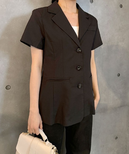 [SHOPPERMADE] アンティークボタン半袖ジャケット SHOPPERMADE] アンティークボタン半袖ジャケット - SHOPPERLAND