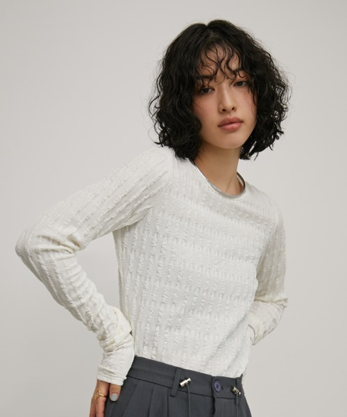 Aunt Marie's(アントマリーズ)の「ジャガードバックオープンロングスリーブトップ【前後2WAY】(Tシャツ/カットソー・レディース・ホワイト/イエロー/ブラック・FREE)」の16枚目の写真