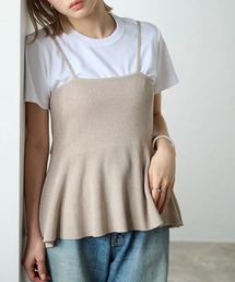 ラメニットペプラムキャミソール