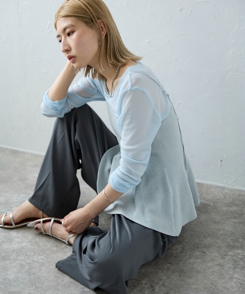 meilmada（メイルマダ）の「ラメニットペプラムキャミソール（キャミソール・レディース・ベージュ/グレー/チャコールグレー・MEDIUM）」の4枚目の写真