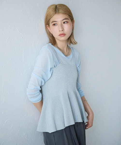 meilmada（メイルマダ）の「ラメニットペプラムキャミソール（キャミソール・レディース・ベージュ/グレー/チャコールグレー・MEDIUM）」の6枚目の写真