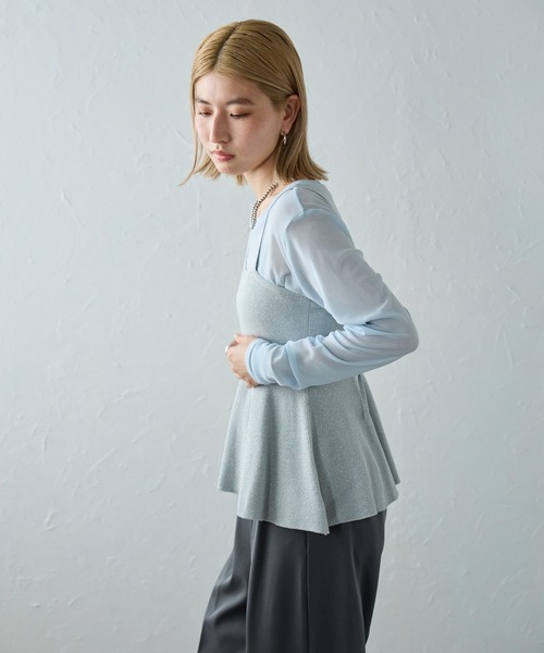 meilmada（メイルマダ）の「ラメニットペプラムキャミソール（キャミソール・レディース・ベージュ/グレー/チャコールグレー・MEDIUM）」の7枚目の写真