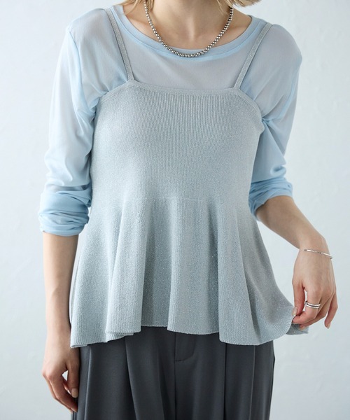 meilmada（メイルマダ）の「ラメニットペプラムキャミソール（キャミソール・レディース・ベージュ/グレー/チャコールグレー・MEDIUM）」の12枚目の写真