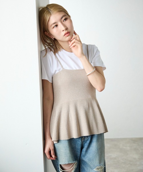 meilmada（メイルマダ）の「ラメニットペプラムキャミソール（キャミソール・レディース・ベージュ/グレー/チャコールグレー・MEDIUM）」の14枚目の写真