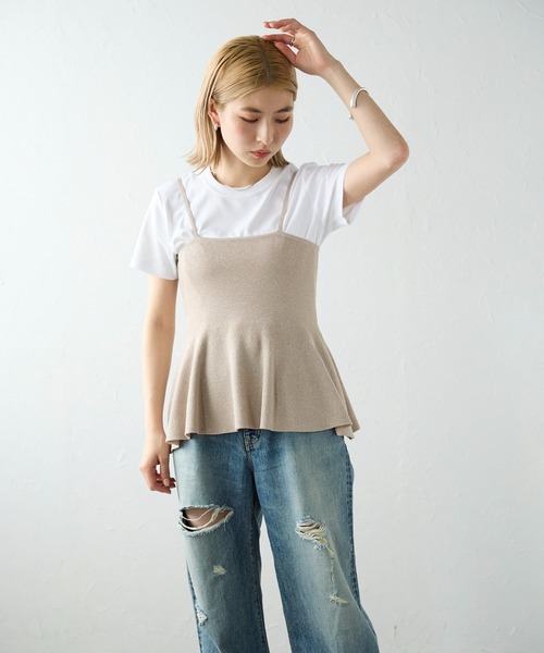 meilmada（メイルマダ）の「ラメニットペプラムキャミソール（キャミソール・レディース・ベージュ/グレー/チャコールグレー・MEDIUM）」の15枚目の写真