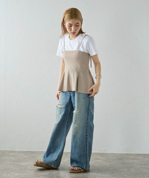 meilmada（メイルマダ）の「ラメニットペプラムキャミソール（キャミソール・レディース・ベージュ/グレー/チャコールグレー・MEDIUM）」の17枚目の写真