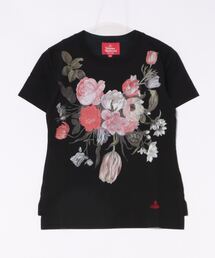 美品✨ヴィヴィアンウエストウッド　ロゴオーブ　花　プリントTシャツ　ブラック黒 美品】ヴィヴィアンウエストウッド 花柄Tシャツ 黒46 - メルカリ