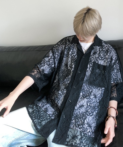 シャツ/ブラウス(長袖/七分) fiolily Flower Lace Gather Tops フロントラッフル七分袖ブラウス － ビジネス・オフィスシーン