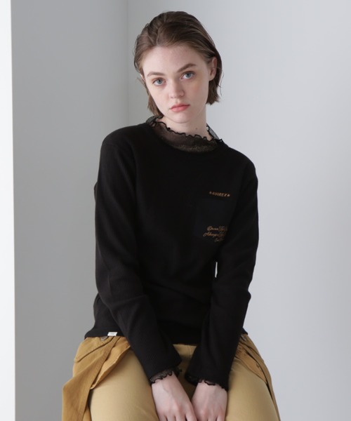 LS COLOR STITCH EMB WAFFLE T-SHIRT/カラーステッチ刺繍ワッフルTシャツ（Tシャツ/カットソー）｜AVIREX（アヴィレックス）