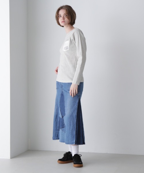 LS COLOR STITCH EMB WAFFLE T-SHIRT/カラーステッチ刺繍ワッフルTシャツ（Tシャツ/カットソー）｜AVIREX（アヴィレックス）