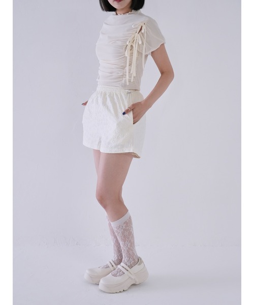 ZOZO限定】フラワー ショート パンツ ウエストゴム アジャスター