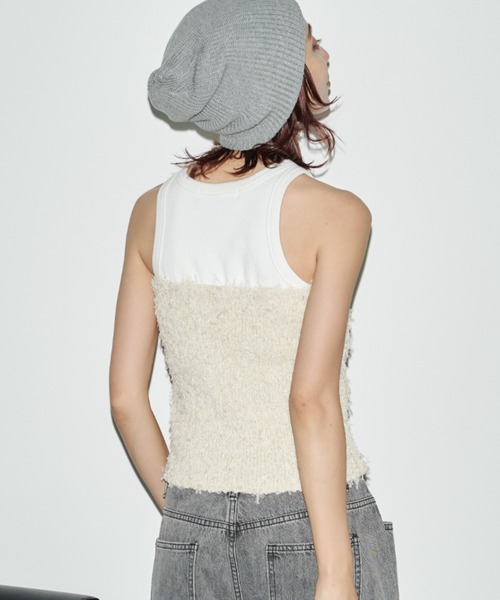 Auntie Rosa Holiday（アンティローザホリデー）の「テープヤーンフリンジビスチェ（チューブトップ・レディース・ナチュラル/ブラック・FREE）」の6枚目の写真