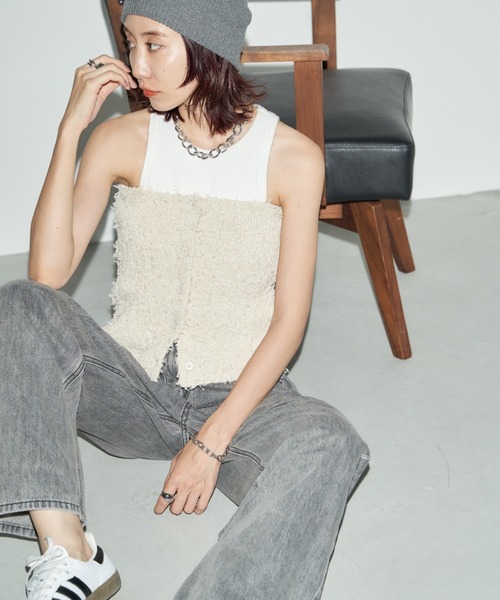 Auntie Rosa Holiday（アンティローザホリデー）の「テープヤーンフリンジビスチェ（チューブトップ・レディース・ナチュラル/ブラック・FREE）」の7枚目の写真