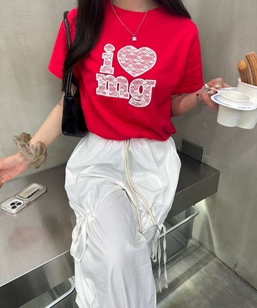 nemne store(ネンネストア)の「【低身長サイズあり】コリアンアソートTシャツ(Tシャツ/カットソー・レディース・ホワイト系その他/レッド/オフホワイト/ライトブルー・SMALL/MEDIUM)」の4枚目の写真