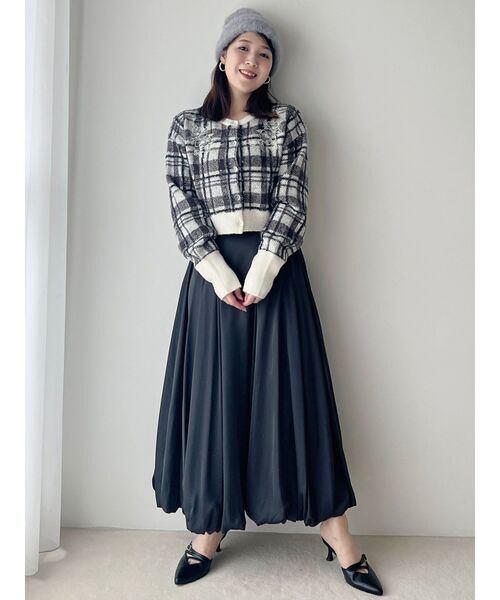 MERCURYDUO（マーキュリーデュオ）の「エンブロイダリーラメチェックシャギーカーディガン（カーディガン/ボレロ・レディース・アイボリー/チャコールグレー・FREE）」の11枚目の写真