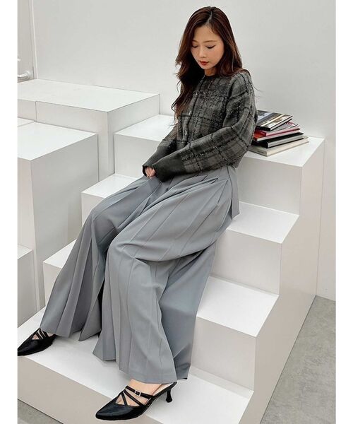 MERCURYDUO（マーキュリーデュオ）の「エンブロイダリーラメチェックシャギーカーディガン（カーディガン/ボレロ・レディース・アイボリー/チャコールグレー・FREE）」の15枚目の写真