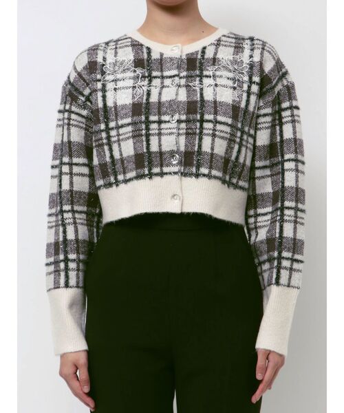 MERCURYDUO（マーキュリーデュオ）の「エンブロイダリーラメチェックシャギーカーディガン（カーディガン/ボレロ・レディース・アイボリー/チャコールグレー・FREE）」の16枚目の写真