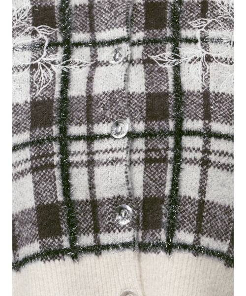 MERCURYDUO（マーキュリーデュオ）の「エンブロイダリーラメチェックシャギーカーディガン（カーディガン/ボレロ・レディース・アイボリー/チャコールグレー・FREE）」の9枚目の写真