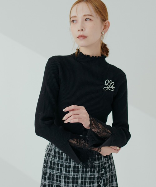 natural couture(ナチュラルクチュール)の「袖口レースもちもちリブタートル(ニット/セーター・レディース・モカ/ピンク/ベージュ系その他/オフホワイト/チャコールグレー/ブラック系その他/サックスブルー/ブラック・FREE)」の13枚目の写真