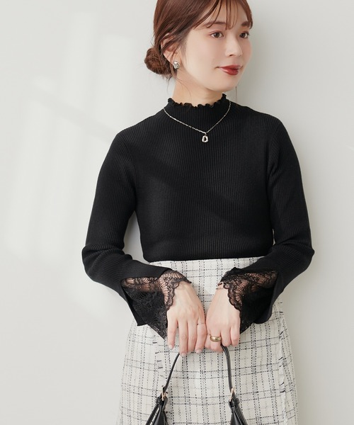 natural couture(ナチュラルクチュール)の「袖口レースもちもちリブタートル(ニット/セーター・レディース・モカ/ピンク/ベージュ系その他/オフホワイト/チャコールグレー/ブラック系その他/サックスブルー/ブラック・FREE)」の17枚目の写真