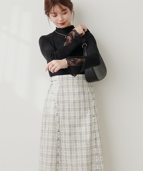 natural couture(ナチュラルクチュール)の「袖口レースもちもちリブタートル(ニット/セーター・レディース・モカ/ピンク/ベージュ系その他/オフホワイト/チャコールグレー/ブラック系その他/サックスブルー/ブラック・FREE)」の18枚目の写真