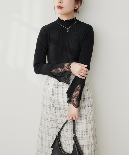 natural couture(ナチュラルクチュール)の「袖口レースもちもちリブタートル(ニット/セーター・レディース・モカ/ピンク/ベージュ系その他/オフホワイト/チャコールグレー/ブラック系その他/サックスブルー/ブラック・FREE)」の19枚目の写真