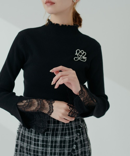 natural couture(ナチュラルクチュール)の「袖口レースもちもちリブタートル(ニット/セーター・レディース・モカ/ピンク/ベージュ系その他/オフホワイト/チャコールグレー/ブラック系その他/サックスブルー/ブラック・FREE)」の11枚目の写真