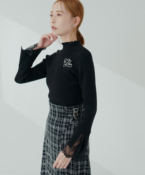 セール】袖口レースもちもちリブタートル（ニット/セーター）｜natural