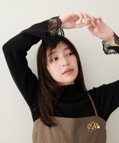 natural couture(ナチュラルクチュール)の「袖口レースもちもちリブタートル(ニット/セーター・レディース・モカ/ピンク/ベージュ系その他/オフホワイト/チャコールグレー/ブラック系その他/サックスブルー/ブラック・FREE)」の21枚目の写真