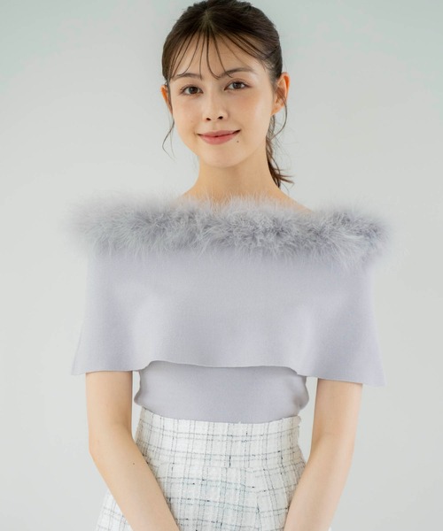 NOELA（ノエラ）の「フェザートリムニット（ニット/セーター・レディース・オフホワイト/サックスブルー/ピンク/ブラック・フリー）」の3枚目の写真