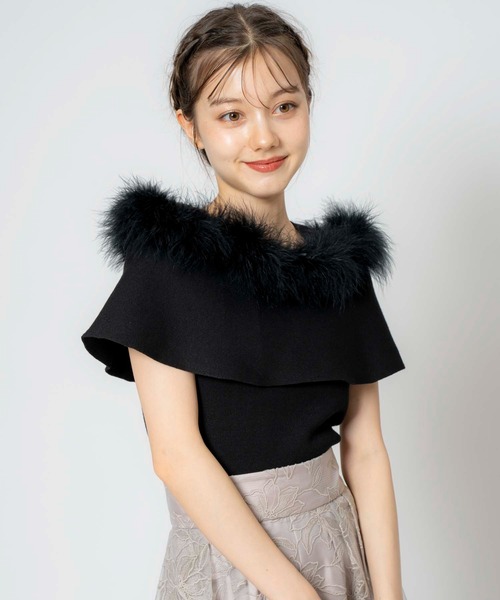 NOELA（ノエラ）の「フェザートリムニット（ニット/セーター・レディース・オフホワイト/サックスブルー/ピンク/ブラック・フリー）」の5枚目の写真