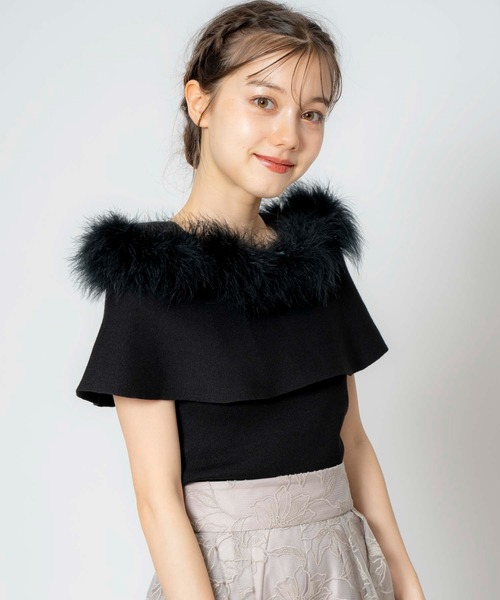 NOELA（ノエラ）の「フェザートリムニット（ニット/セーター・レディース・オフホワイト/サックスブルー/ピンク/ブラック・フリー）」の6枚目の写真