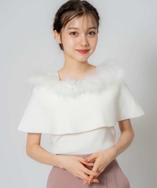 NOELA（ノエラ）の「フェザートリムニット（ニット/セーター・レディース・オフホワイト/サックスブルー/ピンク/ブラック・フリー）」の10枚目の写真