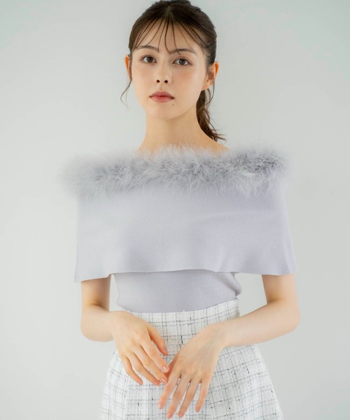 NOELA（ノエラ）の「フェザートリムニット（ニット/セーター・レディース・オフホワイト/サックスブルー/ピンク/ブラック・フリー）」の21枚目の写真