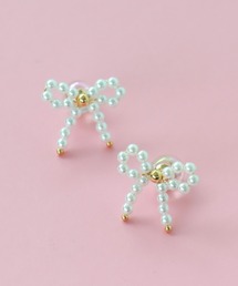 パールリボンオーロラキャッチピアス