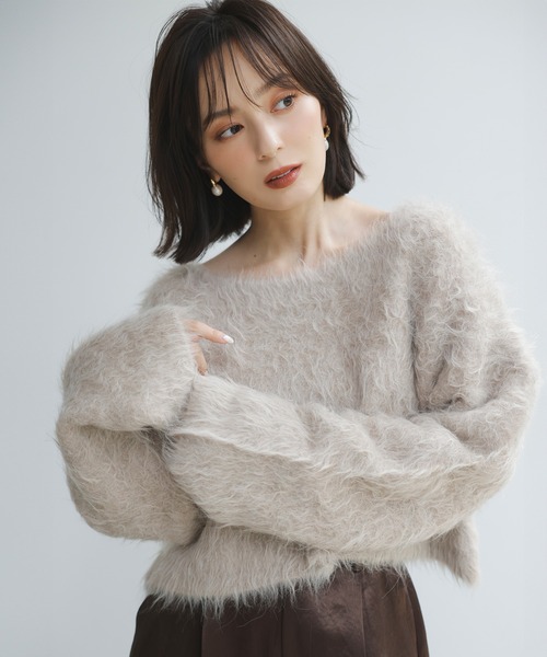 ニット セーター スーリーアルパカショートニットプルオーバー レディース anuans ニット セーター スーリーアルパカショートニットプル