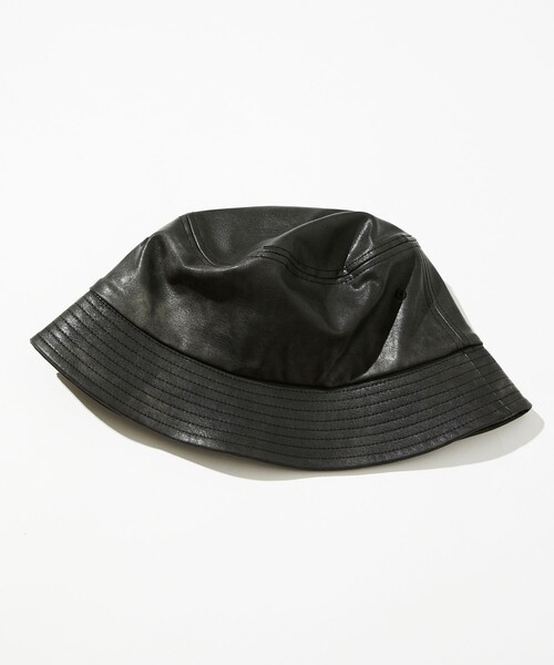 UMBRO（アンブロ）の「UMBRO/アンブロ SP PU LOGO HAT/別注 刺繍ロゴ バケットハット（ハット・メンズ・ブラウン/ブラック・ﾌﾘ-）」の4枚目の写真