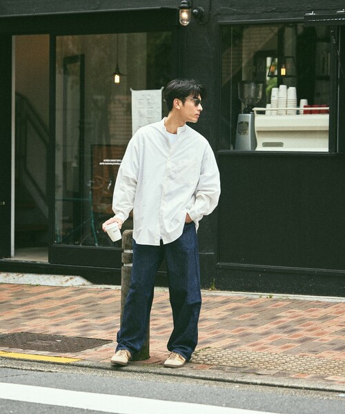 FREAK'S STORE（フリークスストア）の「限定展開 Relax Fit リラックスフィット バンドカラーシャツ（シャツ/ブラウス・メンズ・ブラック/サックスブルー/オリーブ/ホワイト/キャメル/ライトグレー/チャコールグレー/オフホワイト/ブルー・SMALL/MEDIUM/LARGE）」の11枚目の写真