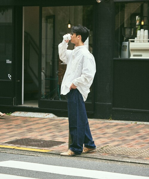 FREAK'S STORE（フリークスストア）の「限定展開 Relax Fit リラックスフィット バンドカラーシャツ（シャツ/ブラウス・メンズ・ブラック/サックスブルー/オリーブ/ホワイト/キャメル/ライトグレー/チャコールグレー/オフホワイト/ブルー・SMALL/MEDIUM/LARGE）」の13枚目の写真