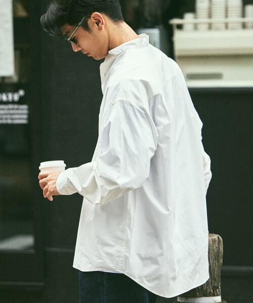 FREAK'S STORE（フリークスストア）の「限定展開 Relax Fit リラックスフィット バンドカラーシャツ（シャツ/ブラウス・メンズ・ブラック/サックスブルー/オリーブ/ホワイト/キャメル/ライトグレー/チャコールグレー/オフホワイト/ブルー・SMALL/MEDIUM/LARGE）」の17枚目の写真