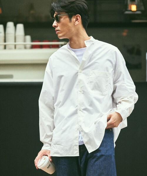 FREAK'S STORE（フリークスストア）の「限定展開 Relax Fit リラックスフィット バンドカラーシャツ（シャツ/ブラウス・メンズ・ブラック/サックスブルー/オリーブ/ホワイト/キャメル/ライトグレー/チャコールグレー/オフホワイト/ブルー・SMALL/MEDIUM/LARGE）」の20枚目の写真