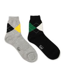 coen | 【お得な2足セット】アーガイルハーフソックス(ソックス/靴下)