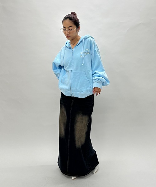 WHO'S WHO gallery（フーズフーギャラリー）の「【UNISEXユニセックス】BRONXヴィンテージライクサークルロゴジップパーカ（パーカー・レディース・ネイビー/ブラック/サックスブルー・MEDIUM/LARGE）」の19枚目の写真