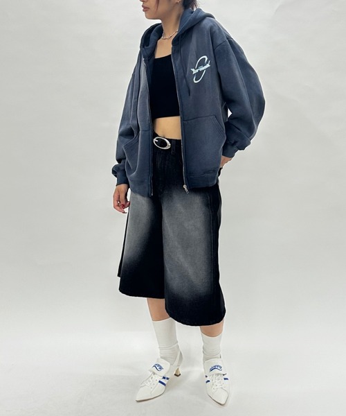 WHO'S WHO gallery（フーズフーギャラリー）の「【UNISEXユニセックス】BRONXヴィンテージライクサークルロゴジップパーカ（パーカー・レディース・ネイビー/ブラック/サックスブルー・MEDIUM/LARGE）」の14枚目の写真