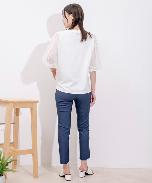 Jayro(ジャイロ)の「袖メッシュパール使いTシャツ(Tシャツ/カットソー・レディース・ホワイト/ブラック・M)」の15枚目の写真
