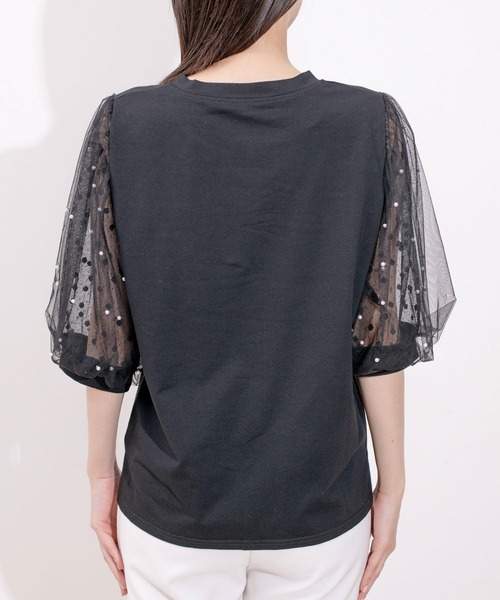 Jayro(ジャイロ)の「袖メッシュパール使いTシャツ(Tシャツ/カットソー・レディース・ホワイト/ブラック・M)」の18枚目の写真