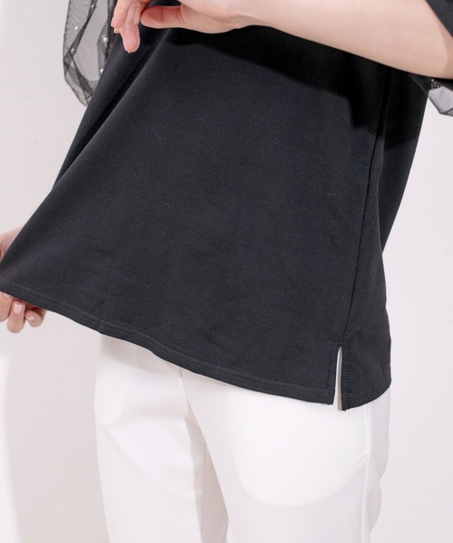 Jayro(ジャイロ)の「袖メッシュパール使いTシャツ(Tシャツ/カットソー・レディース・ホワイト/ブラック・M)」の20枚目の写真