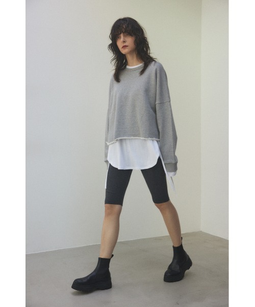 BLACK BY MOUSSY（ブラックバイマウジー）の「tereko half leggings(テレコハーフレギンス)（レギンス/スパッツ・レディース・チャコールグレー/ブラック・FREE）」の5枚目の写真